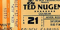 Ted Nugent show ticket with Golden Earring Jackson (USA) January 21, 1978